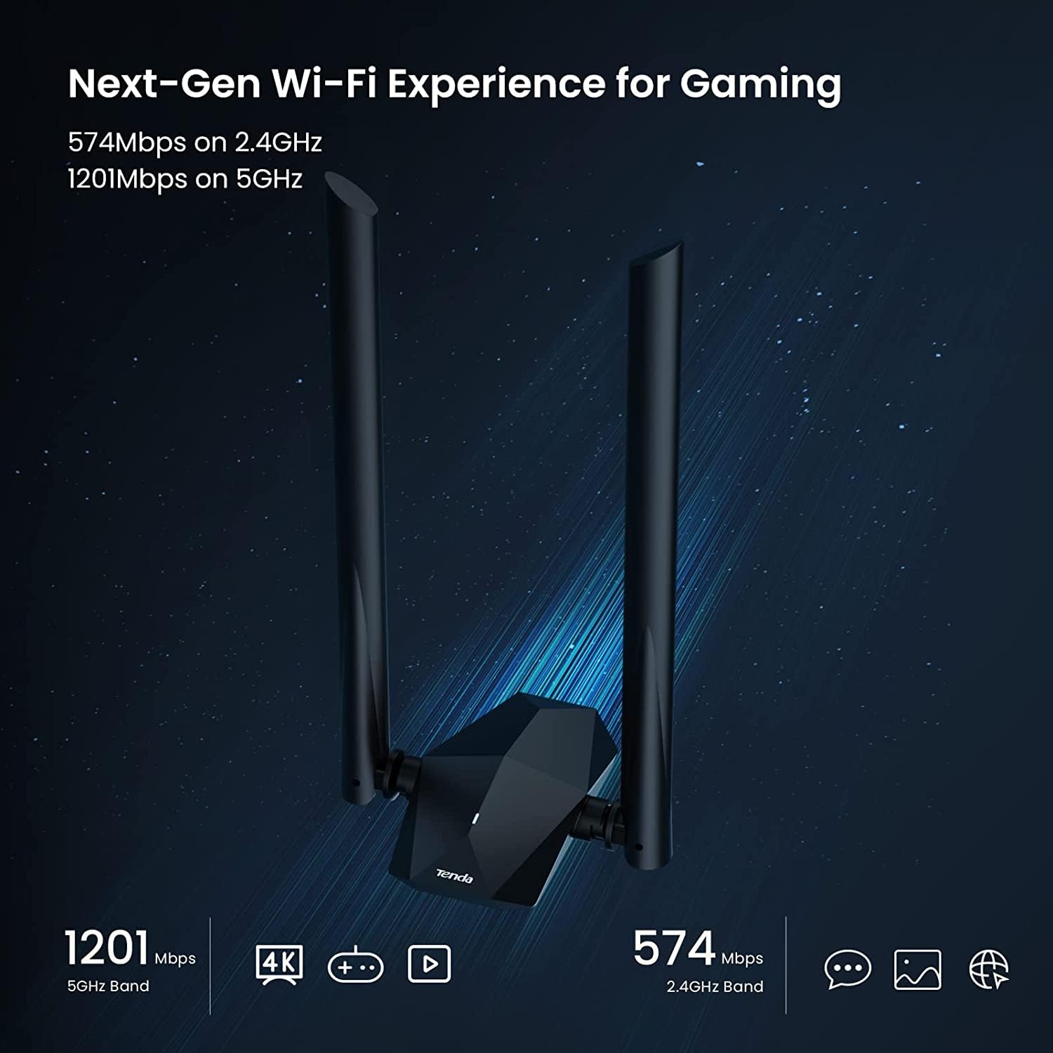 Tenda U18a AX1800 wifi6 Dual-band Wireless USB Adapter with External Anteena ,Supports Windows 11 & 10 Only (Black) - Image 3