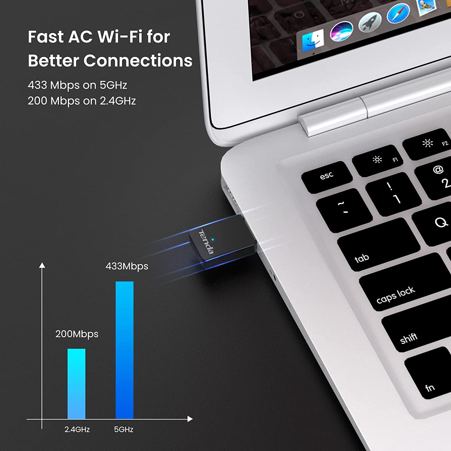Tenda U9 AC650 Dual Band Wireless USB Adapter(Black) - Image 3