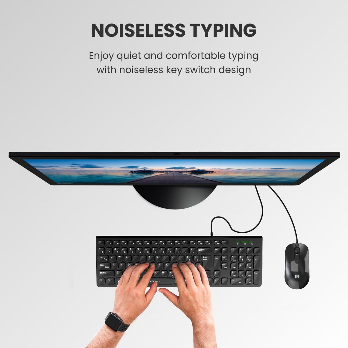 Portronics Ki-Pad 2 USB Wired Keyboard with 104 Keys, Dual Color Chicklet Keys,1.5 m Long Cable, for PC Laptop & USB-Supported Devices (Black) - Image 2