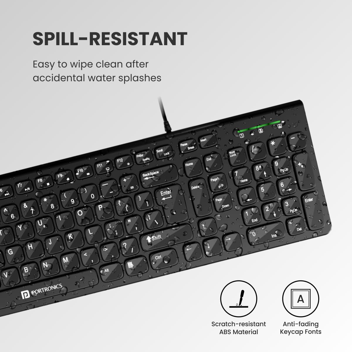 Portronics Ki-Pad 2 USB Wired Keyboard with 104 Keys, Dual Color Chicklet Keys,1.5 m Long Cable, for PC Laptop & USB-Supported Devices (Black) - Image 4