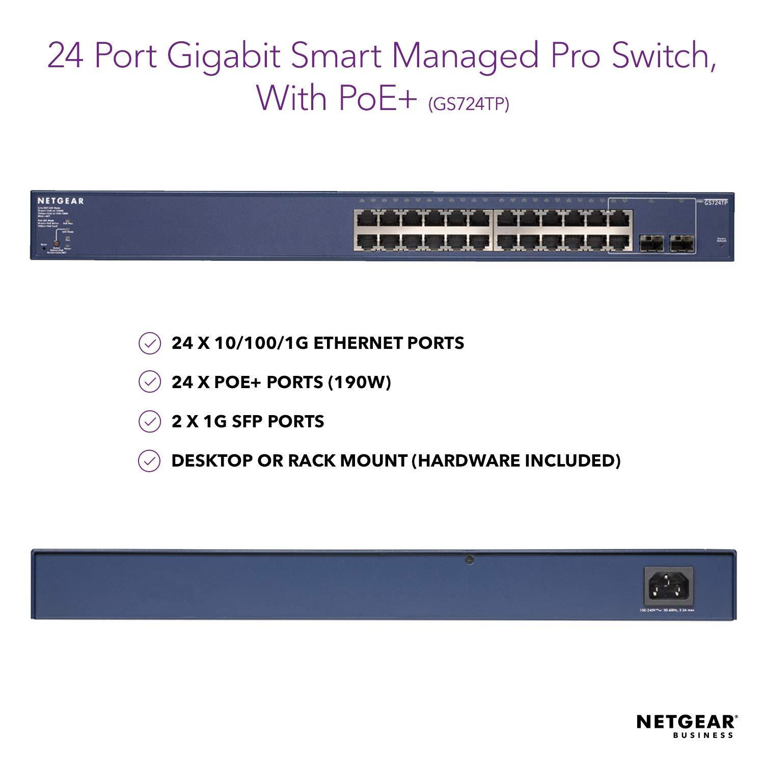 Netgear GS724TP ProSafe 24 Port Gigabit Smart POE Switch - Image 2