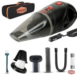 Front WOSCHER 2003 High Power Auto Car Vacuum Cleaner for Deep Cleaning with DC 12V, 140W Vacuum Motor & 5000 PA Powerful Suction (Black)