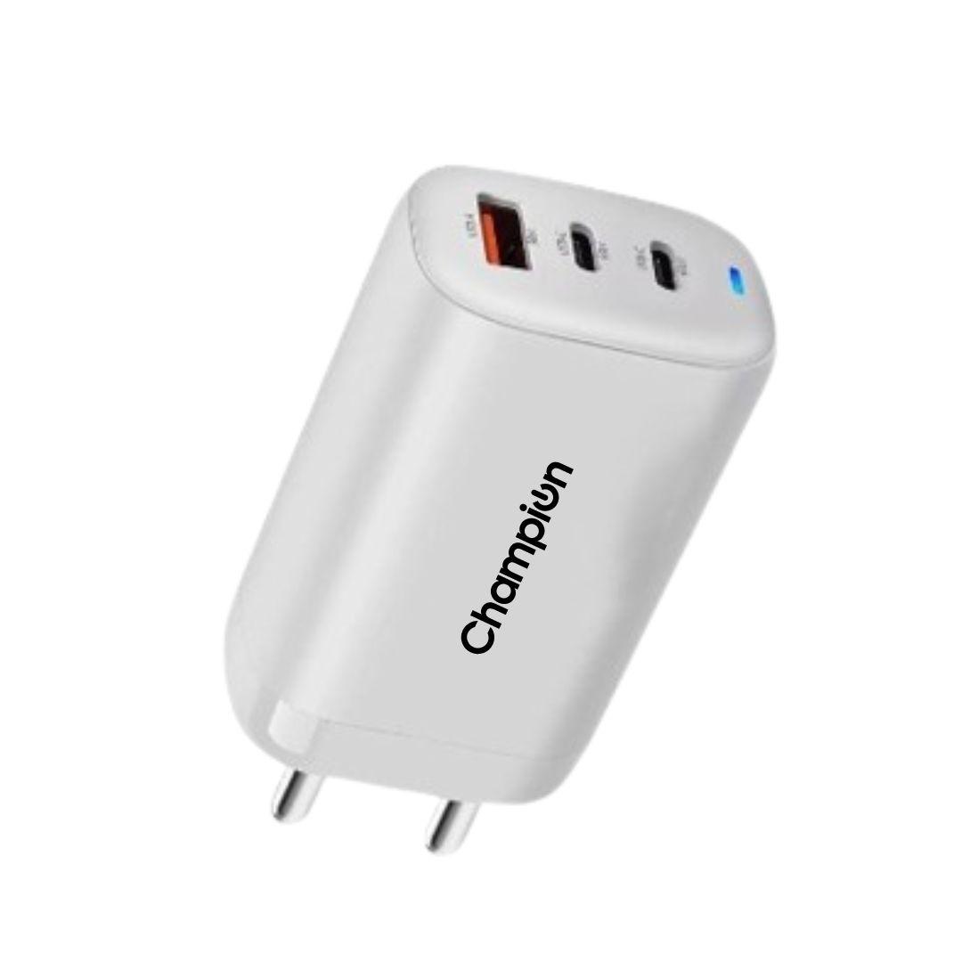 Champion 25W Wall Charger (USB+Type-C+Type-C) Supports PPS/Warp/Dash/SuperVooc Charging (White) - Image 2