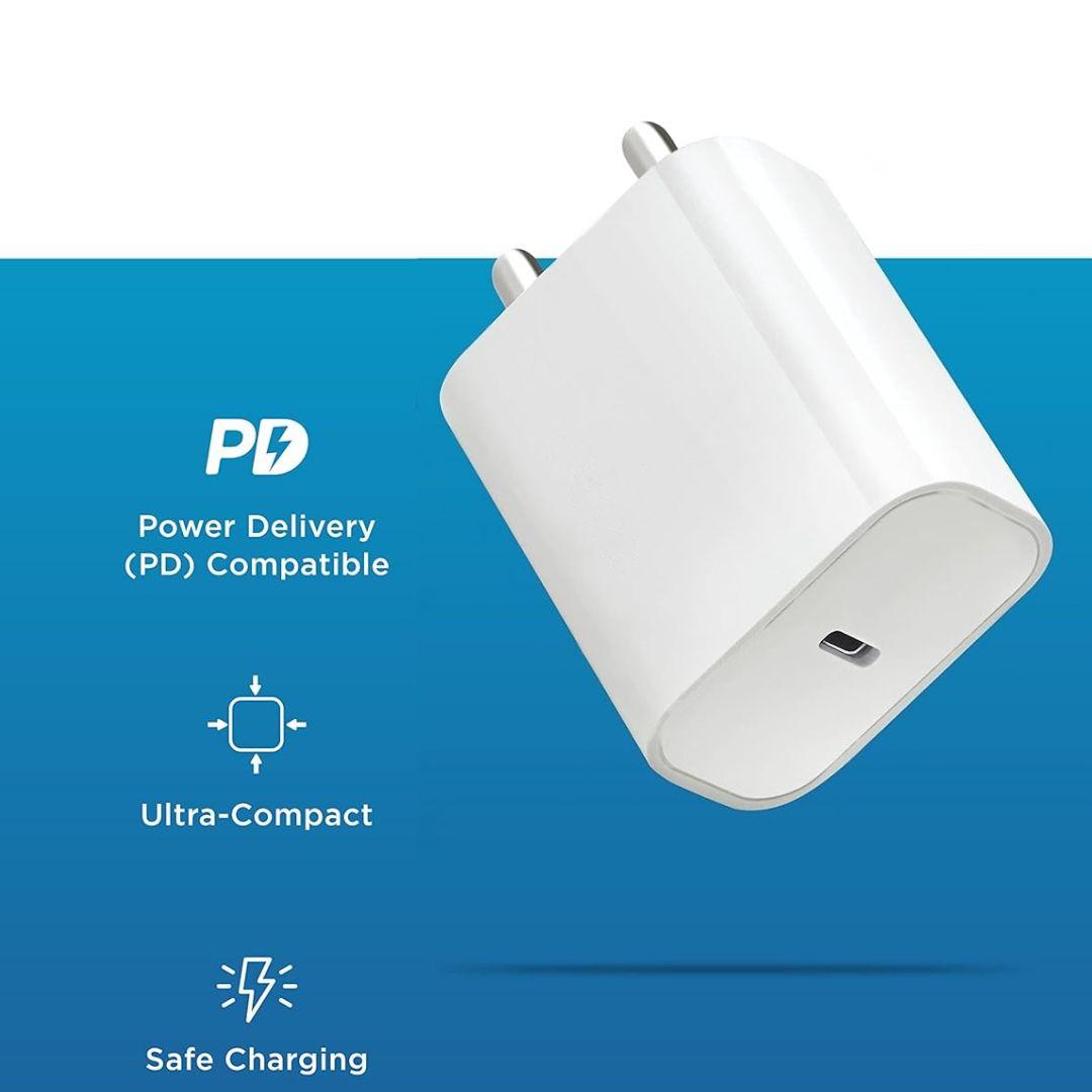 Champion Type C PD 25W Charger for All Plus/Pro/Pro Max Models (iPhone 15/iPhone 14/iPhone 13/iphone 12 & Others) with Built in protections & Compact Design (White) - Image 4