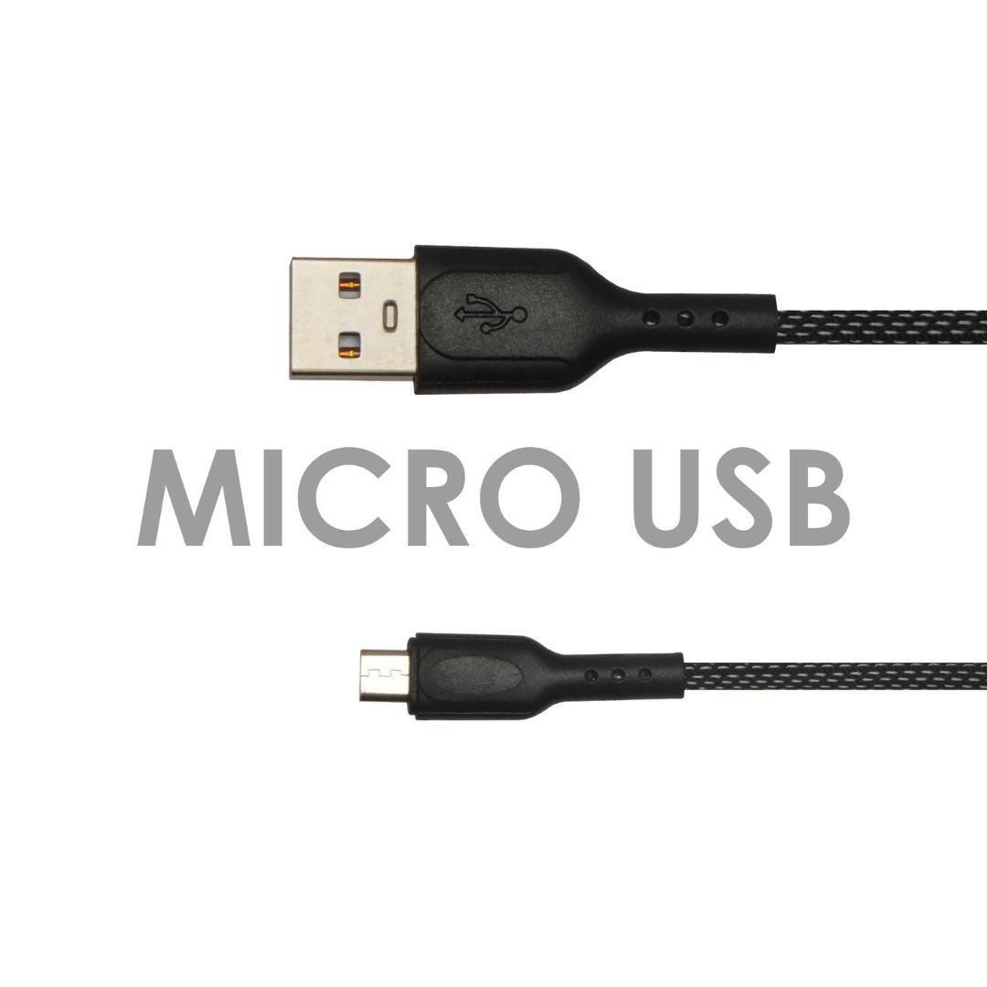 Champion Micro USB 3Amp Data Sync & Charging Cable Fishnet 1M for all Android & Micro USB Devices (Black) - Image 4