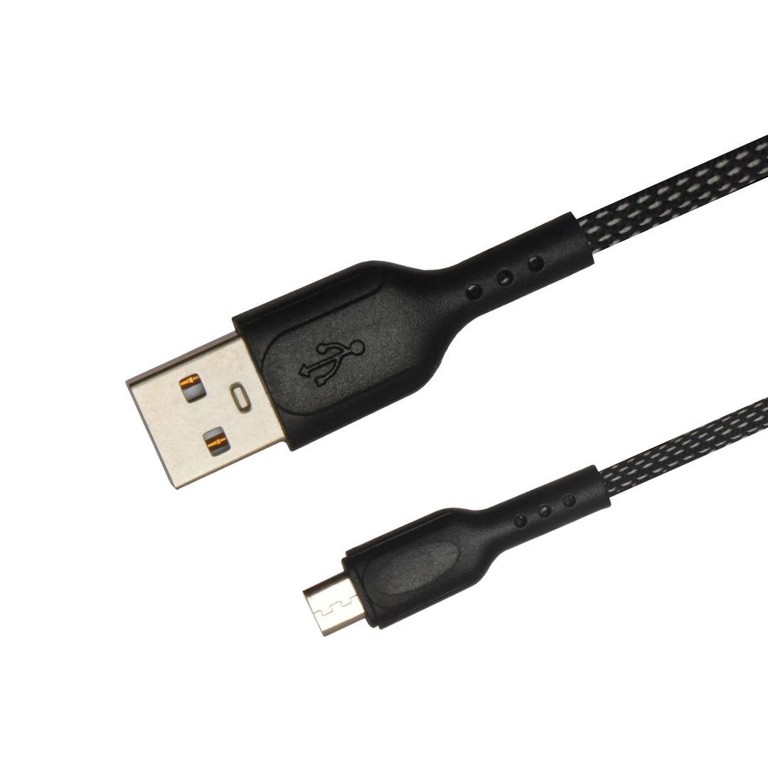 Champion Micro USB 3Amp Data Sync & Charging Cable Fishnet 1M for all Android & Micro USB Devices (Black) - Image 3