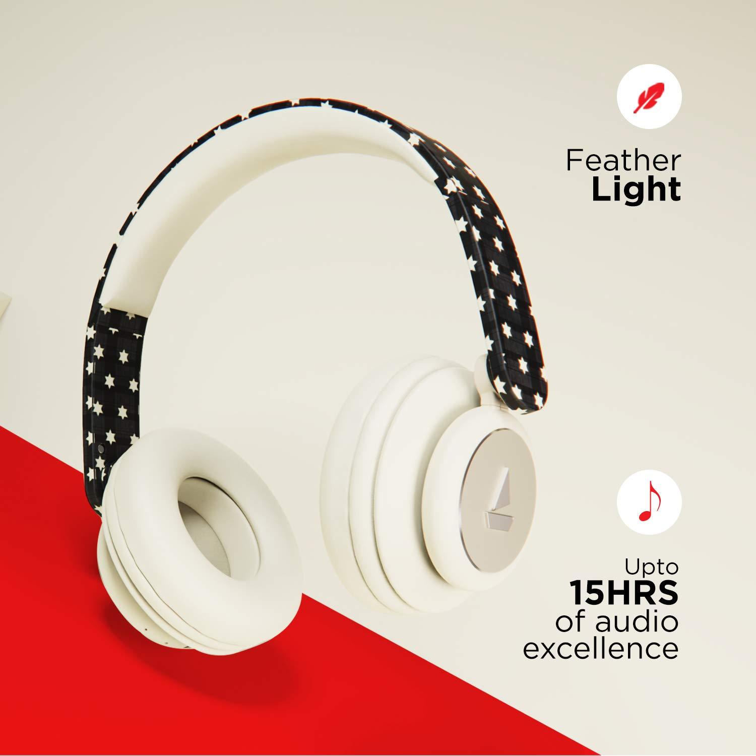 boAt Rockerz 450 Masaba Edition Bluetooth On Ear Headphones with Mic, Upto 15 Hours Playback, 40mm Drivers (Black Star ) - Image 2