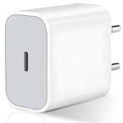 Front Champion Type C 20W Charger for Android, All Plus/Pro/Pro Max Models (iPhone 15/iPhone 14/iPhone 13/iPhone 12 & Others) with Built in protections & Compact Design (White)