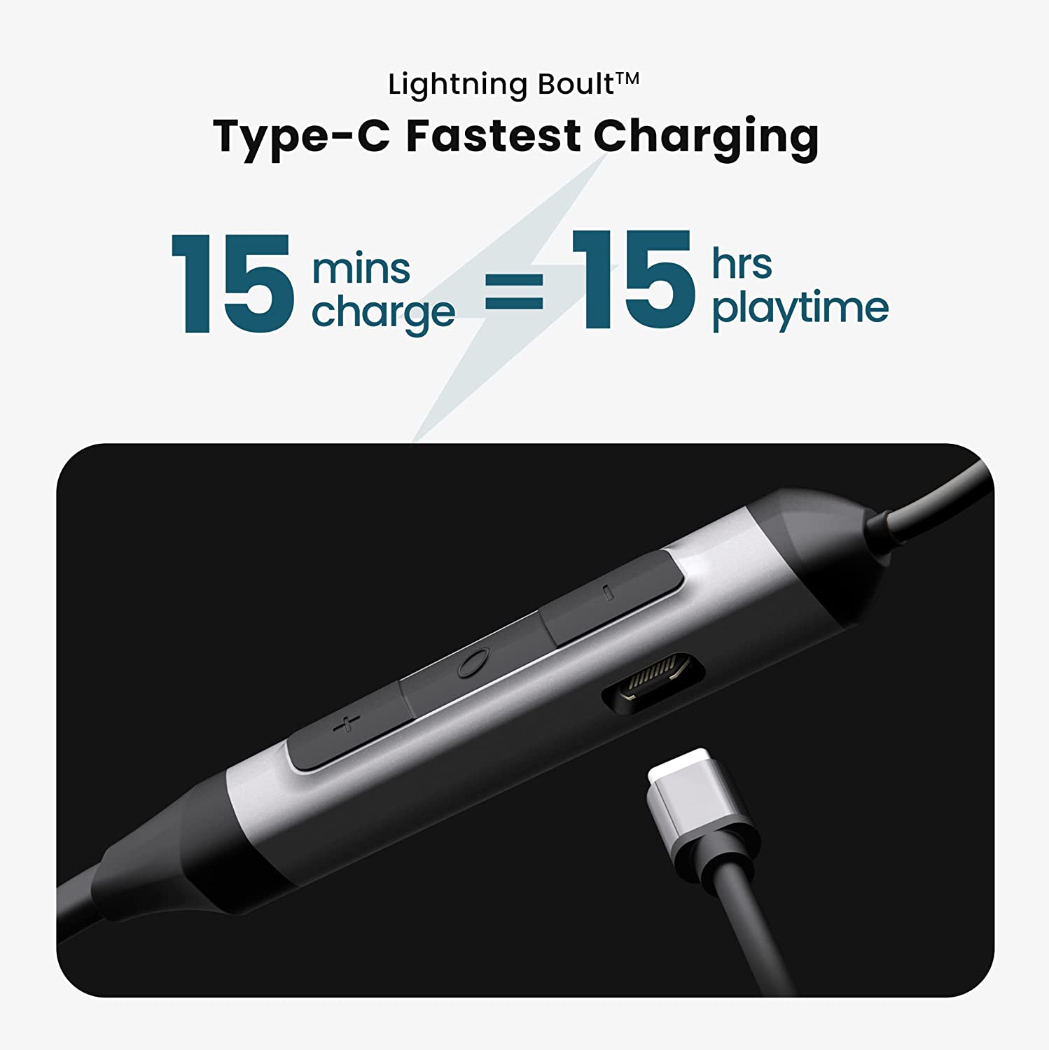 Boult Audio XCharge Wireless in Ear Bluetooth Neckband with ENC Mic, 28H Playtime, Type-C Fast Charging (Black) - Image 3