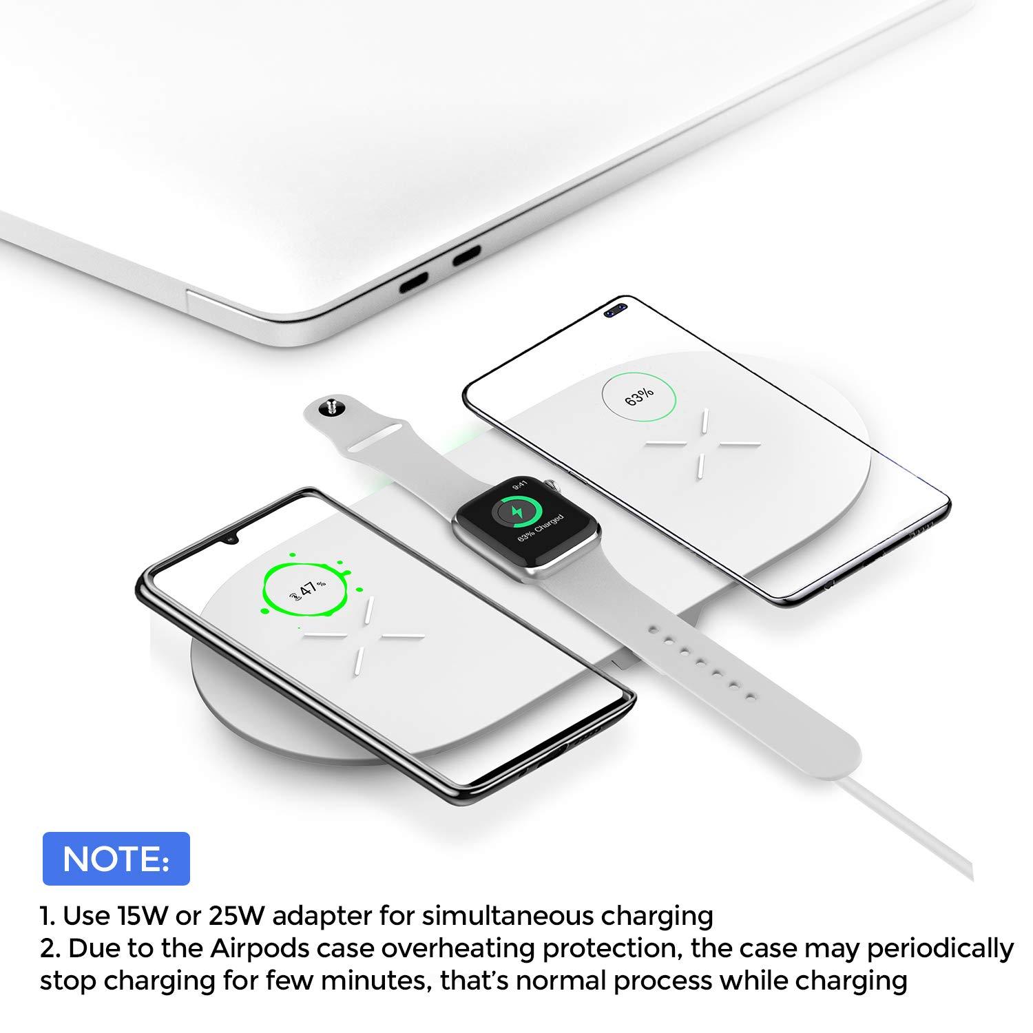 Wireless 3-in-1 Charging Mat ,Compatible with iPhoneX/iPhone8 Plus/iPhone8 Samsung Phone: Note8/S8 Plus/S8/S7 And Apple Watches (White) - Image 2