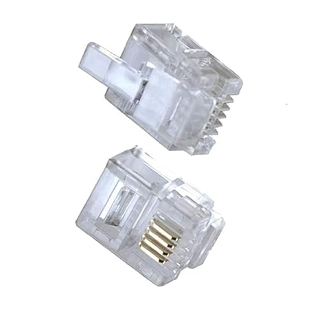 RJ11 4 Pin Telephone Plug 6P4C Modular Plug Telephone Phone Connector Crystal Head Plug Network Connector,Four-Core Cable RJ 11 Plug (Pack Of 100) - Image 3