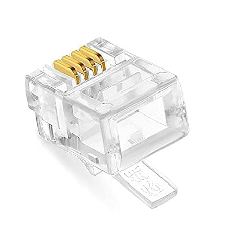 RJ11 4 Pin Telephone Plug 6P4C Modular Plug Telephone Phone Connector Crystal Head Plug Network Connector,Four-Core Cable RJ 11 Plug (Pack Of 70) - Image 3