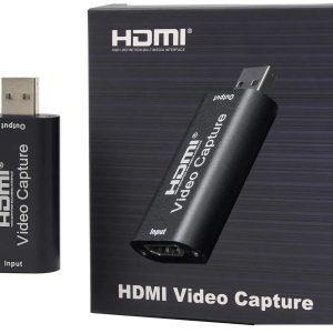 HDMI to USB 2.0 Video Capture Device - 1080P HD 30fps, Live Streaming, Gaming, Teaching, Video Conferencing (Black)