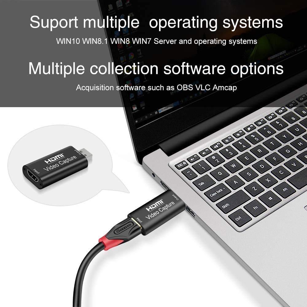 HDMI to USB 2.0 Video Capture Device - 1080P HD 30fps, Live Streaming, Gaming, Teaching, Video Conferencing (Black) - Image 3