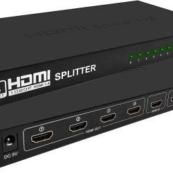 61ZfQhGqrkL._SL1500_ 1x8 HDMI Splitter, HDMI Splitter 1 in 8 Out, Supports 3D 4K x 2K @30HZ Full HD 1080P, Support for TVs or Multi Monitor Adapter at Same Time (Black)