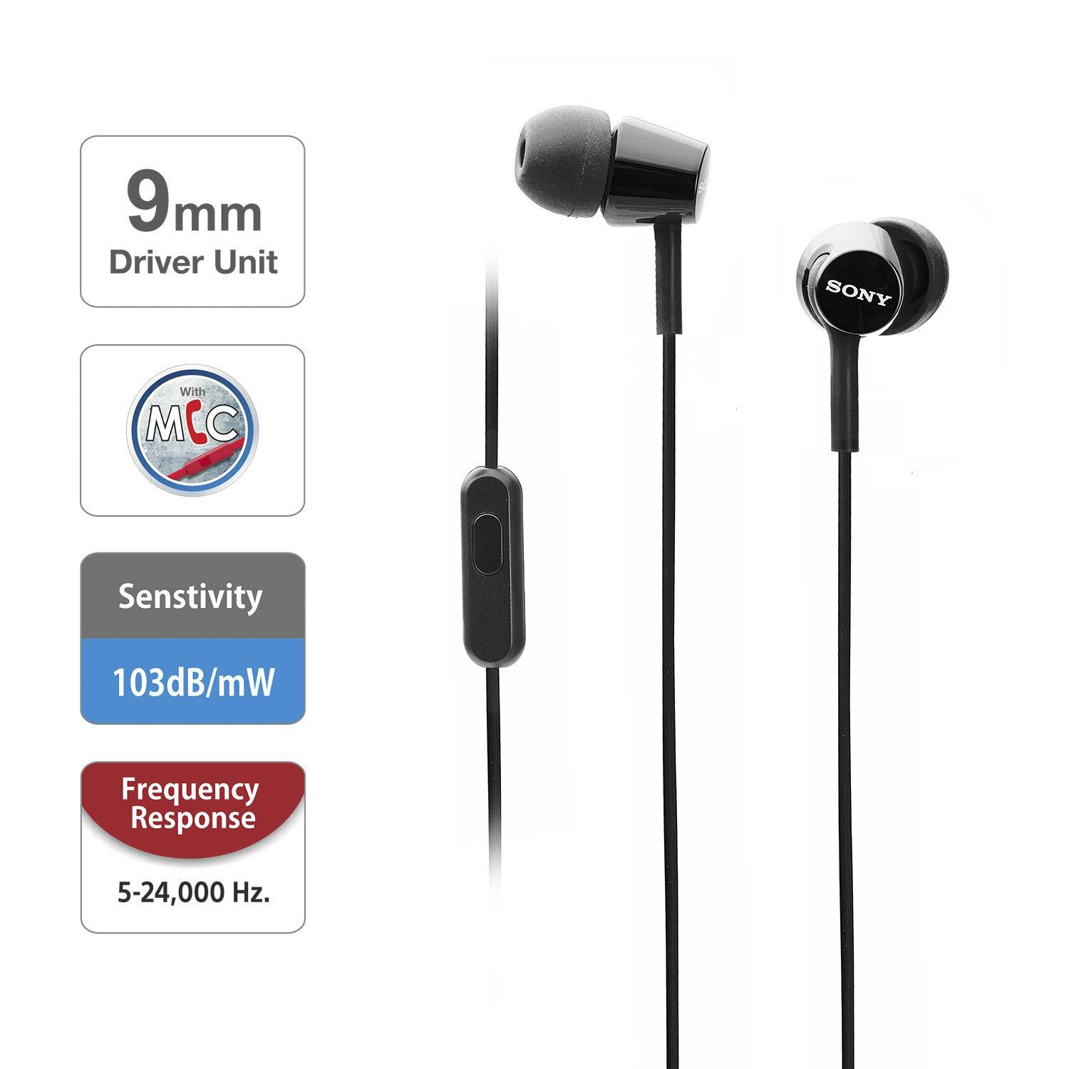 Sony MDR-EX155AP in-Ear Wired Headphones with Mic (Black) - Image 5