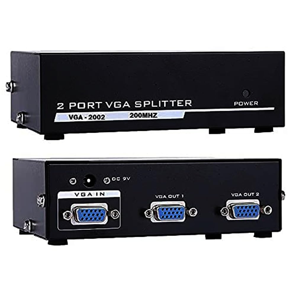 Vga Splitter 1X2 | Video Distribution Duplicator for 1 PC to Dual Monitors Projector - Image 4
