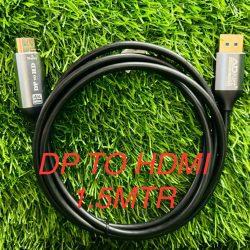 DP To HDMI Cable Connector, Compatible With Projector, Laptop, Monitor, Graphic Cards, Hdtv Monitor Projector Computer, 1.5m (Black)