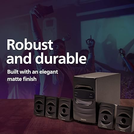 Philips SPA5128B 5.1 CH 40W Bluetooth Speakers, Black - Image 4