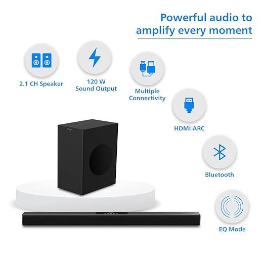 Philips TAB4218/94 2.1Ch Bluetooth Soundbar, 120W, Black - Image 5