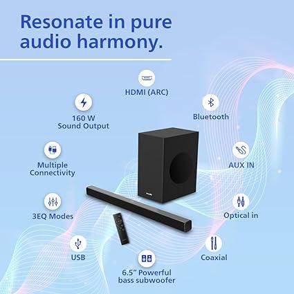 Philips TAB4228/94 2.1CH Bluetooth Soundbar, 160W, Black - Image 3