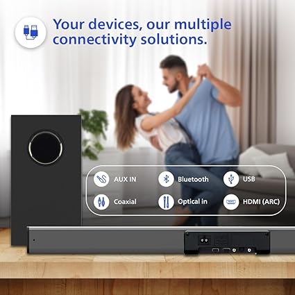 Philips TAB4228/94 2.1CH Bluetooth Soundbar, 160W, Black - Image 5