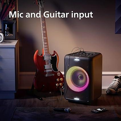 Philips Audio TAX3206 80 W Bluetooth Party Speaker with 14 Hours Play Time, Karaoke Features, Guitar and Mic Input, Party Lights and Carry Handle - Black - Image 4