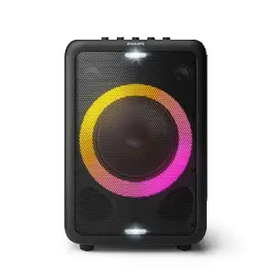 Philips Audio TAX3206 80 W Bluetooth Party Speaker with 14 Hours Play Time, Karaoke Features, Guitar and Mic Input, Party Lights and Carry Handle - Black