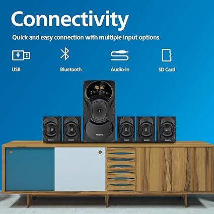 Philips SPA5162B 60W 5.1 Channel Wired Speaker System, Black - Image 4