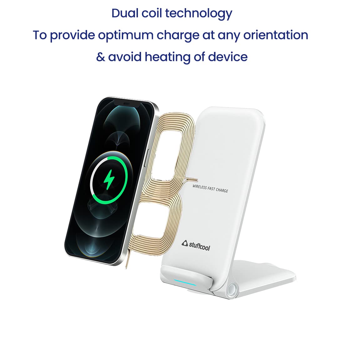 Stuffcool WC720 Foldable 15W Wireless Charger – Compatible with iPhone 13, iPhone 12, Samsung S21/S21 Ultra, Note 20 Ultra, and Other Flagship Devices - Image 3
