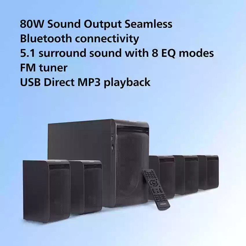 Philips TAV5557 80W 5.1 Channel Bluetooth Speaker, Black - Image 2