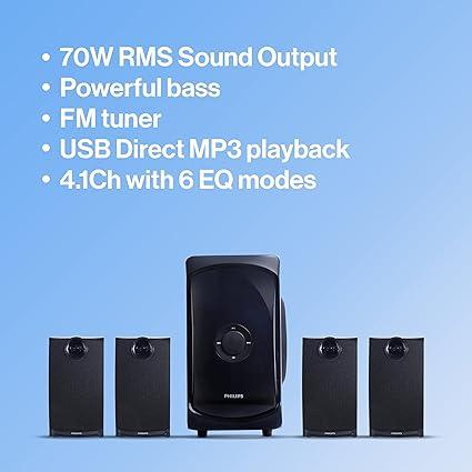 Philips TAV7477 4.1 Channel 75W Bluetooth Speaker, Black - Image 2