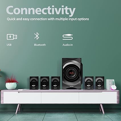 Philips SPA8000B/94 5.1 Channel Multimedia Speaker System, Black - Image 3