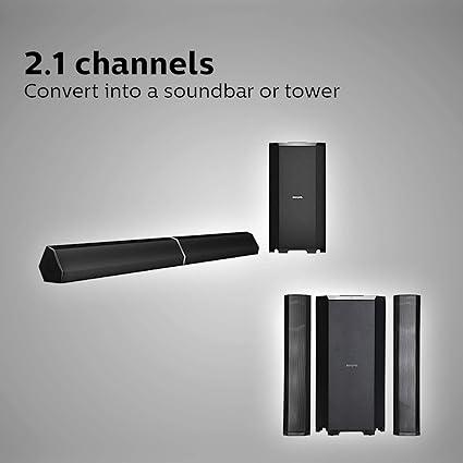 Philips Convertible Soundbar MMS8085B (80W, 2.1 Channel, Black) - Image 3