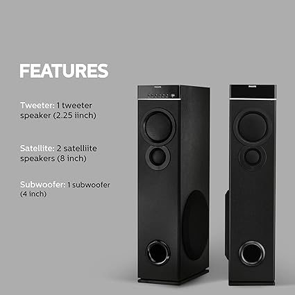 Philips Audio SPA9080B Bluetooth Multimedia Tower Speakers (Black) - Image 4