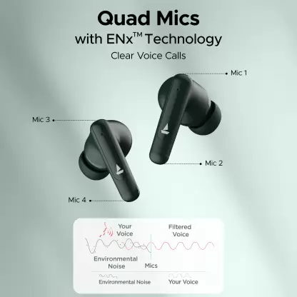 boAt Airdopes 161 ANC TWS Earbuds - 32dB Active Noise Cancellation, 50 Hours Playback, ASAP Charge, Bluetooth - Green - Image 3