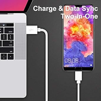 Micro USB Charging Cable PVC 17CM Compatible with Power Bank ,Headphones ,Neckband and Other USB Devices (White) - Image 3