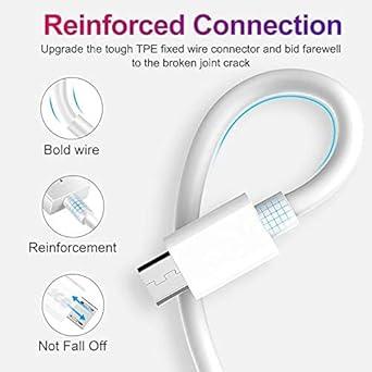 Micro USB Charging Cable PVC 17CM Compatible with Power Bank ,Headphones ,Neckband and Other USB Devices (White) - Image 2