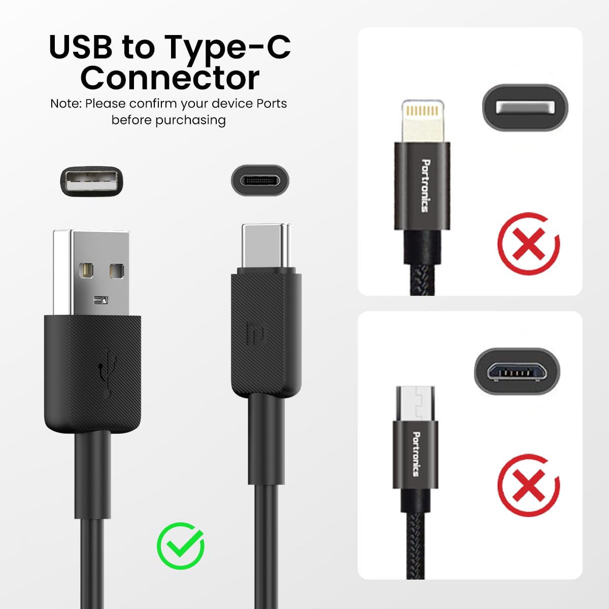 Portronics Konnect Link Type C 3A Fast Charging Cable for Smartphones, Tablets & other Type C devices with 480Mbps Data Sync (Black) - Image 6