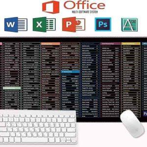Super Large Anti-Slip Keyboard and Mouse Pad with Office Software Shortcuts - Desk Mat for Enhanced Workflow (900x400x3 MM)