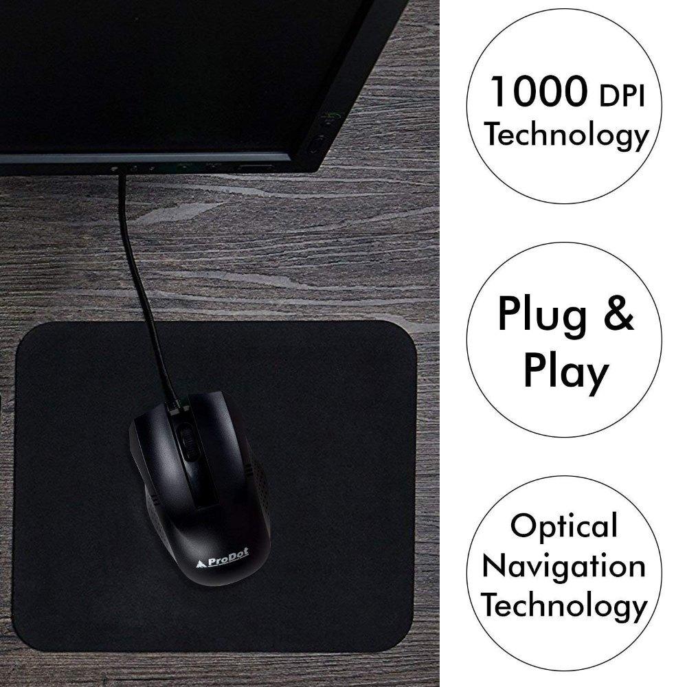 ProDot MU-253S Wired 3D Optical Mouse ,High-Precision, Ergonomic Design, Plug & Play USB Connectivity - Image 4