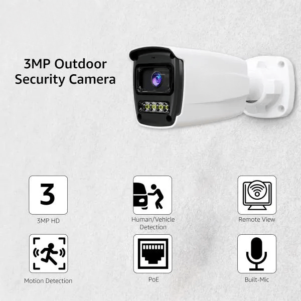Bullet Camera IP Camera (Outdoor) | Smart Bullet Camera,Motion Detection | Color View | Low Illumination CMOS Image Sensor - Image 2