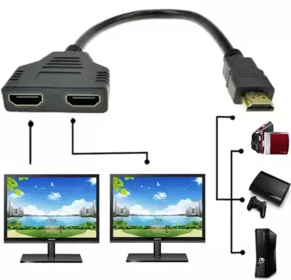 HDMI Male to 2X HDMI Female Y Splitter Switch, Adapter, TV Laptop Cable (Compatible with TV, Projector, LAPTOP, Black) - Image 2