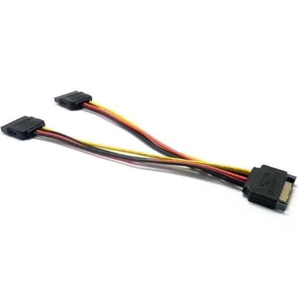 IDE to Dual SATA Power Adapter Y Cable | 15-Pin Male to Dual 15-Pin Female Splitter for Desktop, Laptop, DVR (Black) - Image 3