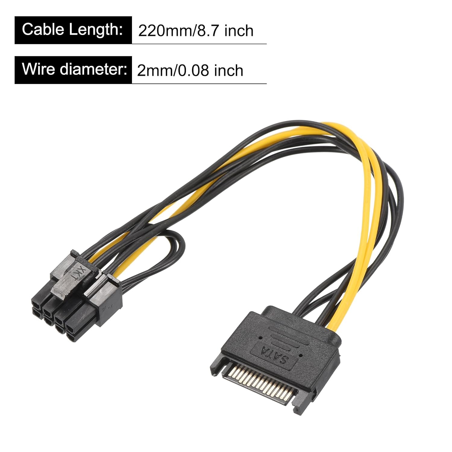 PCI Express 15 Pin to 8-Pin(6+2) Male Connector For Graphics Video Card Power Cable Connector - Image 3
