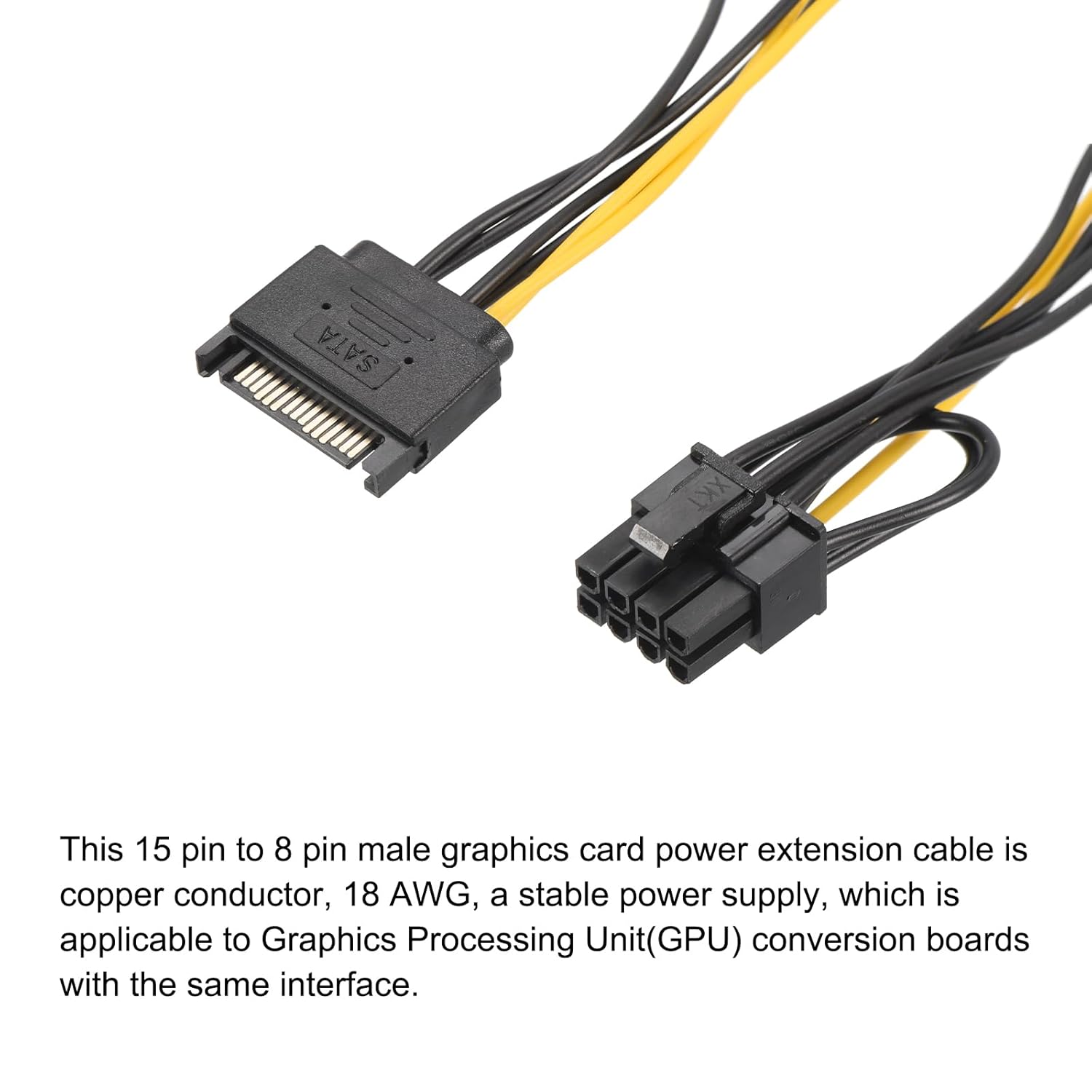 PCI Express 15 Pin to 8-Pin(6+2) Male Connector For Graphics Video Card Power Cable Connector - Image 4