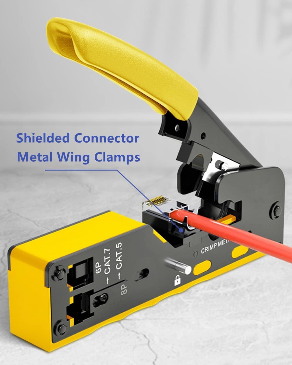 Passthrough Crimping Tool | Cat5/ Cat7 Multifunctional Crimp Tool Alloy Carbon Steel, 6P 8P RJ11 RJ12 RJ45 STP/UTP Ethernet Cable Modular Crimping Tool - Image 2