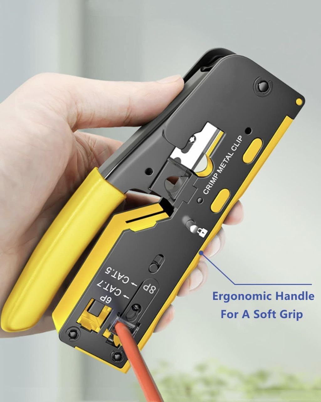 Passthrough Crimping Tool | Cat5/ Cat7 Multifunctional Crimp Tool Alloy Carbon Steel, 6P 8P RJ11 RJ12 RJ45 STP/UTP Ethernet Cable Modular Crimping Tool - Image 4