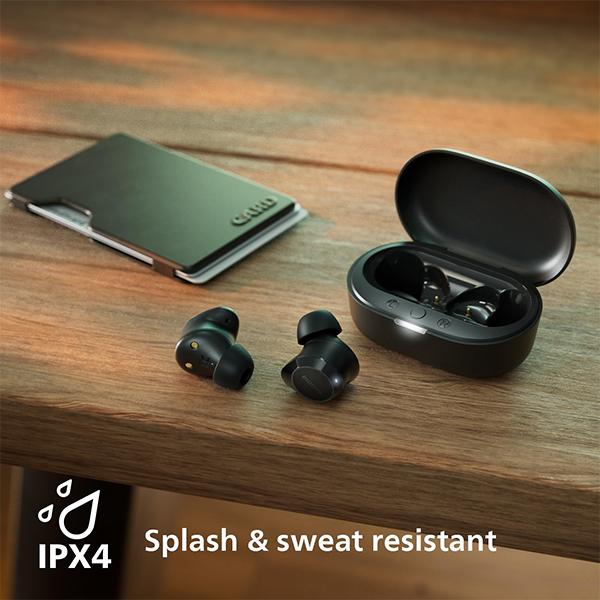 PHILIPS TAT1209BK/00 True Wireless Earbuds, in-Ear Active Noise Cancelling Bluetooth v5.3 Earphones with Mic, 18H Play Time, Shank Shape, IPX4, Touch Controls & Charging Case for iPhone/iPad (Black) - Image 4