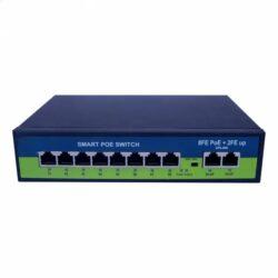 PoE Ethernet Switch Ai Poe (8Fe+2Ge) Over Ethernet Switch Poe Ai (8Fe+2Ge) Over Ethernet Switch 2 Port Uplink Giga, 802.3Af/At Poe+100Mbps, 120W Built-In Power, Extend To 250Meter, Unmanaged Metal Plug And Play